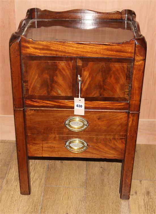 A George III mahogany tray top commode, W.1ft 7in. D.1ft 5in. H.2ft 7in.